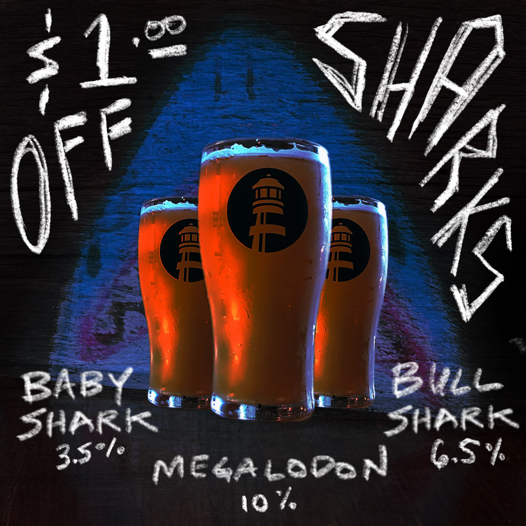 It's officially #SharkWeek which means we're giving all of our taproom customers $1 off special on our one-of-a-kind Scottish shark beers 🦈 Take your pick from Baby Shark (3.5% ABV), Bull Shark (6.3%), or Megalodon (10% ABV) on tap this week only! #galvestonbay #texascraftbeer