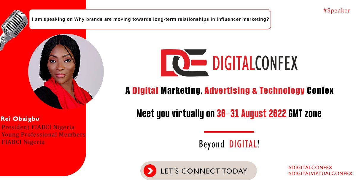 digitalconfex's tweet photo. Welcome Rei Obaigbo from FIABCI Nigeria onboard and hear her insights on Why brands are moving towards long-term relationships in Influencer marketing?
Let's connect: https://t.co/5e7iZKnNxa
#digitalconfex #digital #confex #digitalmarketing #virtualdigital #beyonddigital https://t.co/HwgdWqAGE1