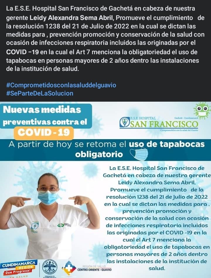 HospitalGacheta's tweet photo. 🚨📣 😷 ¡ 𝑼𝑺𝑶 𝑶𝑩𝑳𝑰𝑮𝑨𝑻𝑶𝑹𝑰𝑶 𝑫𝑬 𝑻𝑨𝑷𝑨𝑩𝑶𝑪𝑨𝑺 !😷📣🚨

           "𝗟𝗮 𝗦𝗼𝗹𝘂𝗰𝗶ó𝗻 𝗲𝘀𝘁á 𝗲𝗻 𝘁𝘂𝘀 𝗺𝗮𝗻𝗼𝘀" ✋ https://t.co/VyDv44cF2n