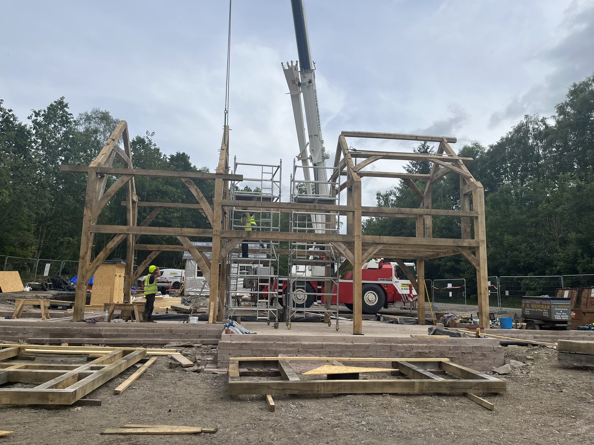 Day 2 of the Oak frame- work of Art well done Carpenter Oak Scotland