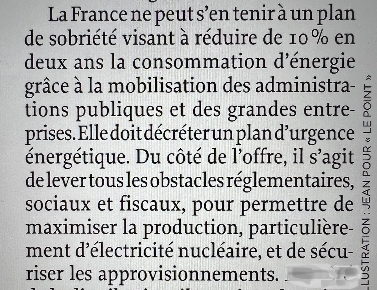 PoitrinalG's tweet photo. ⁦@NicolasBaverez⁩ dans ⁦@LePoint⁩ à raison. La sobriété ne changera rien. Le grand plan d’urgence du nucléaire s’impose comme un impératif. Il faut cesser d’avoir peur de cette technologie que nous maîtrisons depuis 50 ans et qui n’a jamais fait un mort dans le pays. https://t.co/Ok11cvZJcu