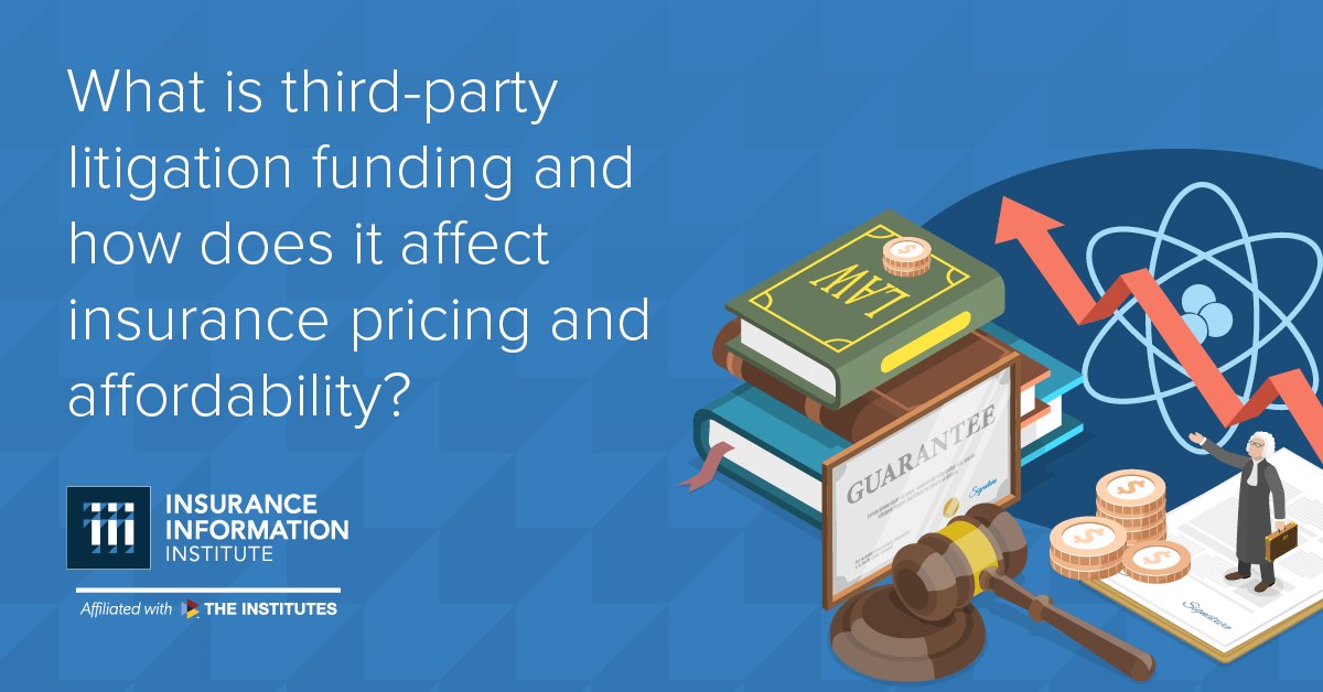 iiiorg's tweet photo. A new @iiiorg report finds that third-party litigation funding (TPLF) is contributing to the growth of #insurer legal costs and settlement payouts and affecting #insurance pricing and affordability. https://t.co/VJRebNL1FM #socialinflation https://t.co/KTT5dFCnTk