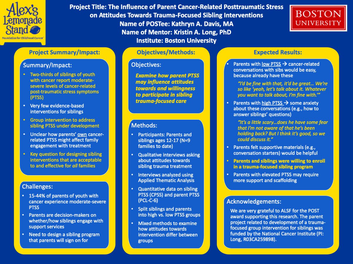 Katie Davis (@katieannedavis) on Twitter photo Tremendously grateful to <a href="/AlexsLemonade/">Alex's Lemonade Stand Foundation</a> for supporting my research on #siblingsupport and parent #traumaticstress in #childhoodcancer via their POST Awards program. <a href="/KristinLongPhD1/">Kristin Long</a> #OneCupAtATime 🍋 Tremendously grateful to <a href="/AlexsLemonade/">Alex's Lemonade Stand Foundation</a> for supporting my research on #siblingsupport and parent #traumaticstress in #childhoodcancer via their POST Awards program. <a href="/KristinLongPhD1/">Kristin Long</a> #OneCupAtATime 🍋