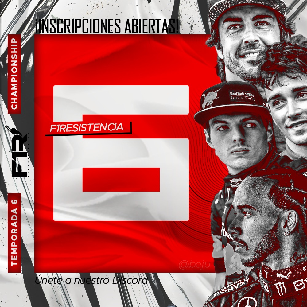📝Inscripciones abiertas para la Temporada 6 de F1R #F122 

📆Horario: Sábados, 16:00h
🔐Cierre inscripciones: 26/08

Entra en nuestro Discord, rellena el formulario en el canal "Inscripciones T6" y manda tus mejores tiempos en 🇪🇸 &amp; 🇧🇪

🔜Te esperamos: discord.gg/NegdNFUz