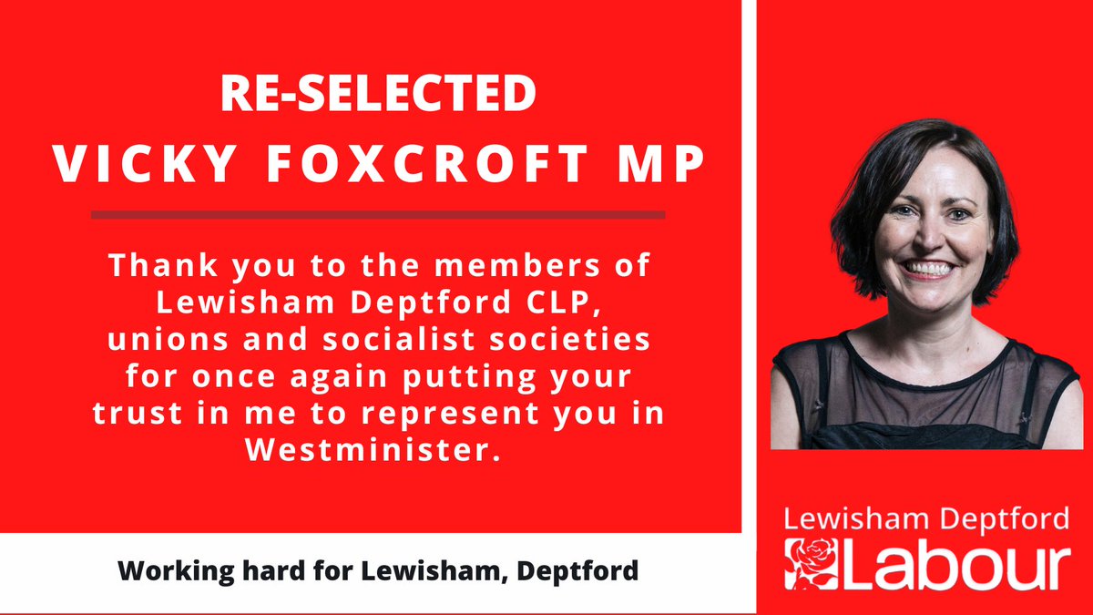 vickyfoxcroft's tweet photo. I am delighted to have been re-selected as the @UKLabour candidate for @LewDeptLabour.

I am absolutely thrilled to be given the honour to once again represent the area I love. https://t.co/ThtU8gUAAA