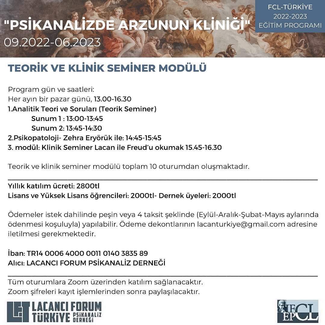lacanciforumtr's tweet photo. 2022-2023 Eğitim Yılı Seminer Programı detayları belli oldu!

“Psikanalizde Arzunun Kliniği” 

Detaylar https://t.co/VI9J2ajrWA adresinde! 

#lacancıforumpsikanalizderneği #jacqueslacan #freud #lacancıpsikanaliz #arzu #aktarim #transference #desire #psychoanalysis https://t.co/76AufcUPCH