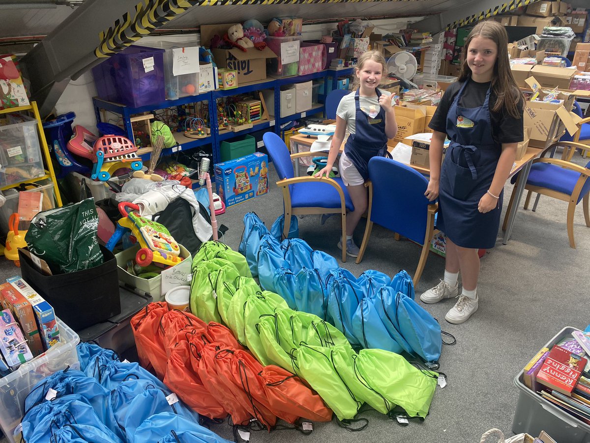 Very humbling morning volunteering <a href="/StripeyStork/">Stripey Stork</a>. Both children joined me and absolutely loved packing up these wonderful activity packs which will make their way to refugee children to help keep them busy during the summer hols! It’s such an amazing local charity!❤️ #reigate