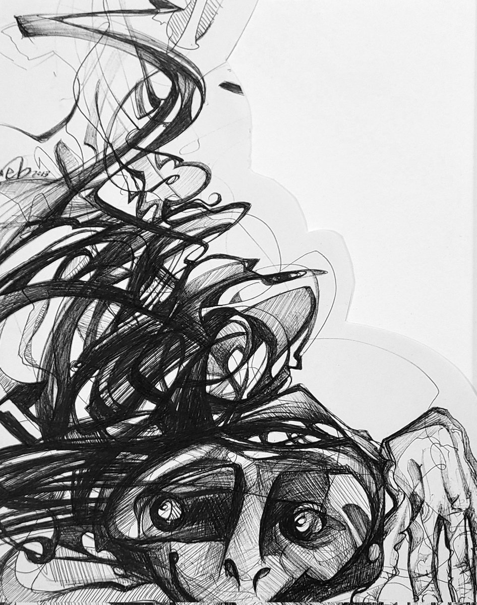 REBDUCE's tweet photo. gm sunshines ✨️ 

this is a ballpoint pen drawing on sticker paper approx 9x12 - should I slap it up somewhere? 
#REBDUCE #inthabuilding https://t.co/KbFMrpJBCc