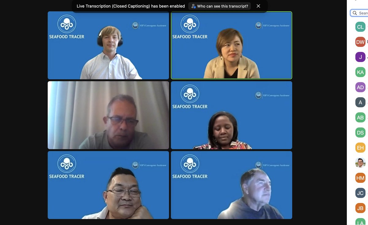 NOW: Join <a href="/seafoodtracer/">seafoodtracer</a> team for virtual live talks #NSFExpo2022 on our convergence accelerator program to trace seafood with #eDNA #genomics and #AI computer vision with industry, academia and fishers. July 27 &amp; 28. Free registration now: nsf-ca-expo2022.vfairs.com