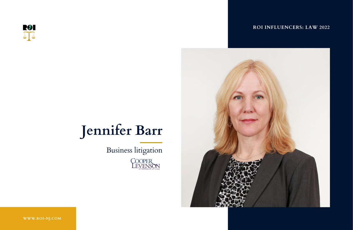 CooperLevenson's tweet image. Congratulations to our partner #JenniferBarr, named to the ROI-NJ Influencers: Law 2022 list. 

roi-nj.com/2022/07/25/roi…