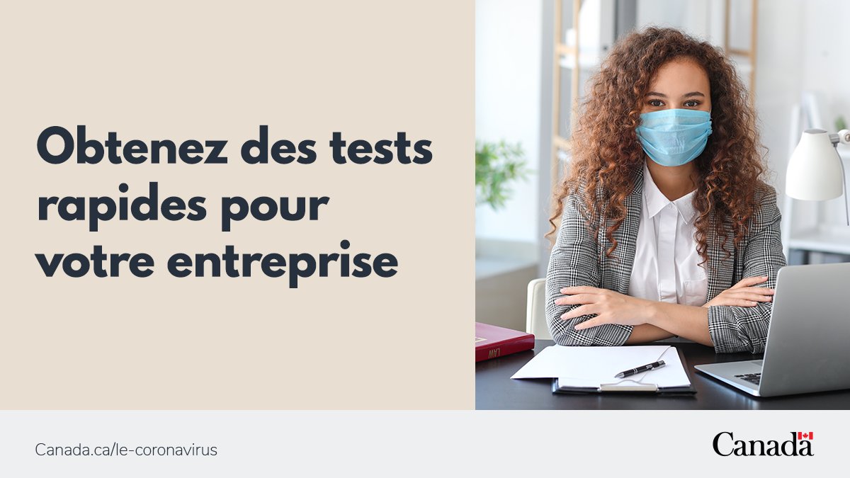 GouvCanSante's tweet photo. Les tests et le dépistage sont des piliers essentiels de la réponse du Canada à la pandémie de #Covid19. Découvrez comment obtenir des #TestsRapides pour votre entreprise :
https://t.co/PvKFMpH9Xp https://t.co/rjVrZNpkE4