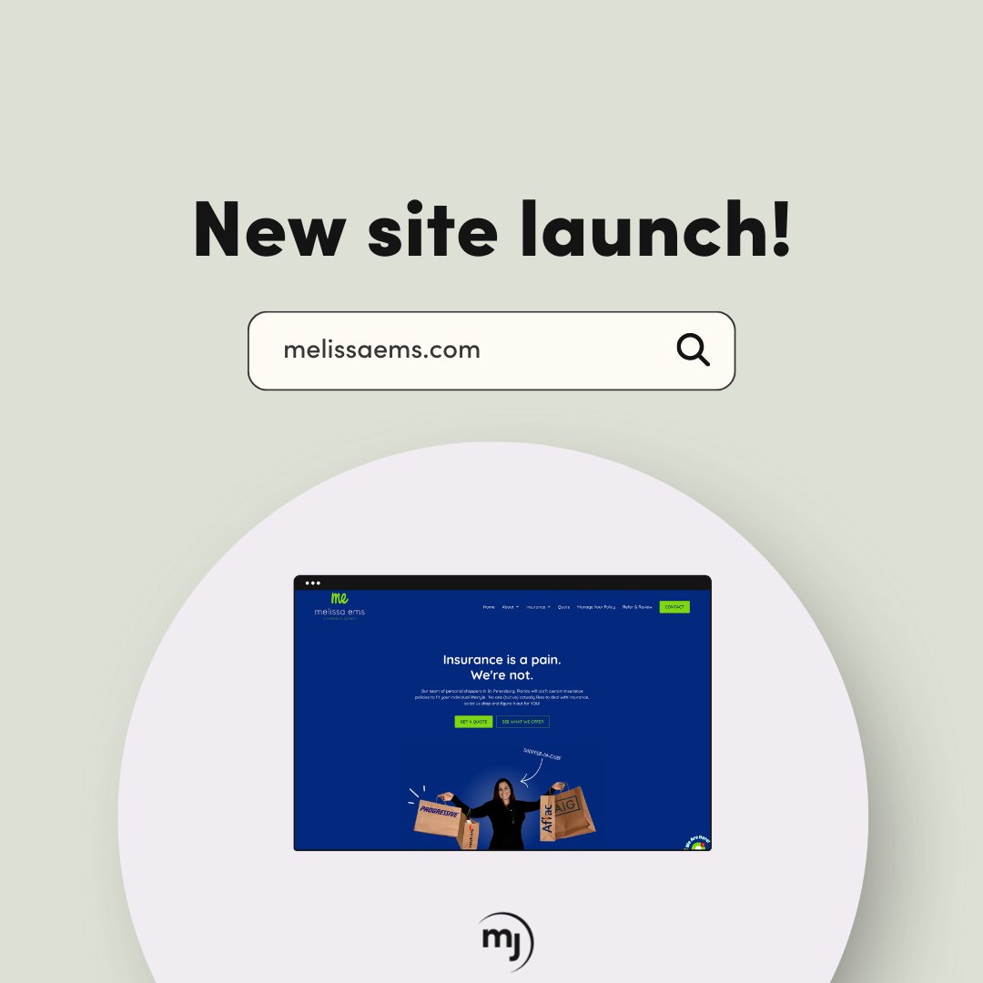 mercuryjmedia's tweet photo. When Melissa Ems Insurance Agency contacted us, they stressed how important it was to incorporate their playful, spunky vibe.. We happily delivered, and the results have been overwhelming. Traffic has gone up 247% and visitors are remaining on the site 3x as long (on average)! https://t.co/xV5zTOltf7