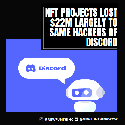newfunthingwow's tweet photo. Today in Art, Collectibles, &amp; Culture 🌈

NFT projects lost $22M largely to hackers of Discord 💻

https://t.co/15UaIESb6o

https://t.co/gwGWRIfiAC https://t.co/o05khRXt8I