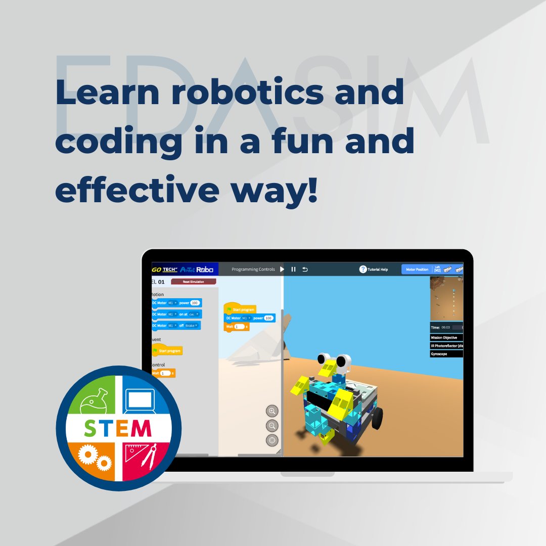 EdasimLlc's tweet photo. Learning #robotics  and #coding is fun!  Contact us to edasim@edasim.com or visit: https://t.co/sCcYEOu4I4 #Programming #STEM #STEMeducation #STEMprojects #3dsimulator #robots #onlinesimulator #remotelearning #technology #curriculum #lessons #roboticslessons #programminglessons https://t.co/pDI2Z1du3P