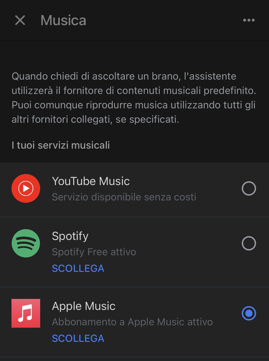 passdani's tweet image.  Music disponibile sugli smart speakers di Google anche in Italia. Molto bene. #applemusic #assistant#