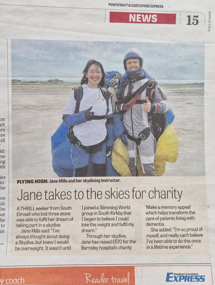 Leigh_SW's tweet image. A big thank you to @PandCExpress for sharing the great news about one of #southkirkby #SlimmingWorld members! Losing 3stone and was able to take part in a Sky Dive &amp;amp; raised money for @barnshospital 
#skydive #charitywork #weightloss