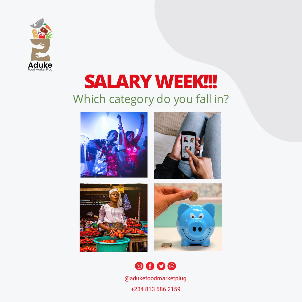 SALARY WEEK! I'm sure you are excited, right? Which category of people do you fall under?

#Salaryweek #salary #marketruns #errandservice #errandsday #market #foodmarket #grocery #groceryshopping #grocerydelivery #GroceryChallenge #grocerylist #shoppinglist