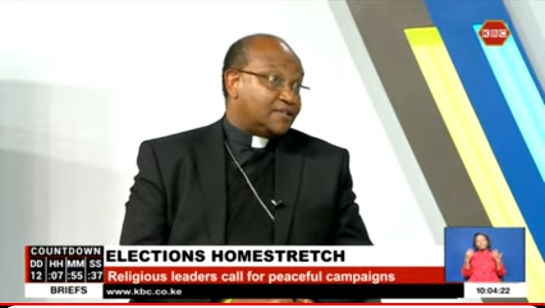 KBCChannel1's tweet photo. Archbishop Muheria: We as Church has been asking IEBC to speak about their challenges #ElectionHomestretch ^CM https://t.co/KFN7tlZjQA