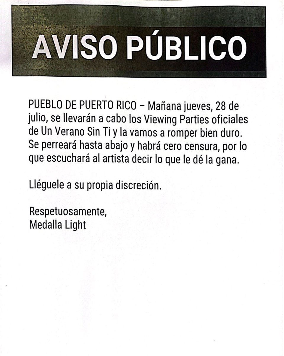 Comunicado oficial: Este party será sin censura. 🇵🇷 <a href="/sanbenito/">Benito Antonio</a>  ❤️🌴