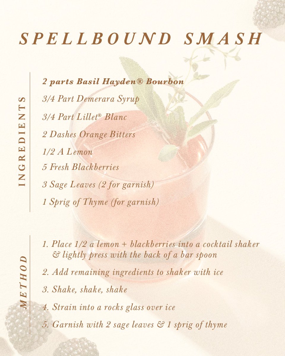 July in a cocktail. Like this tweet if you're feeling inspired to recreate our Spellbound Smash cocktail. 🥃🌿

#BasilHayden