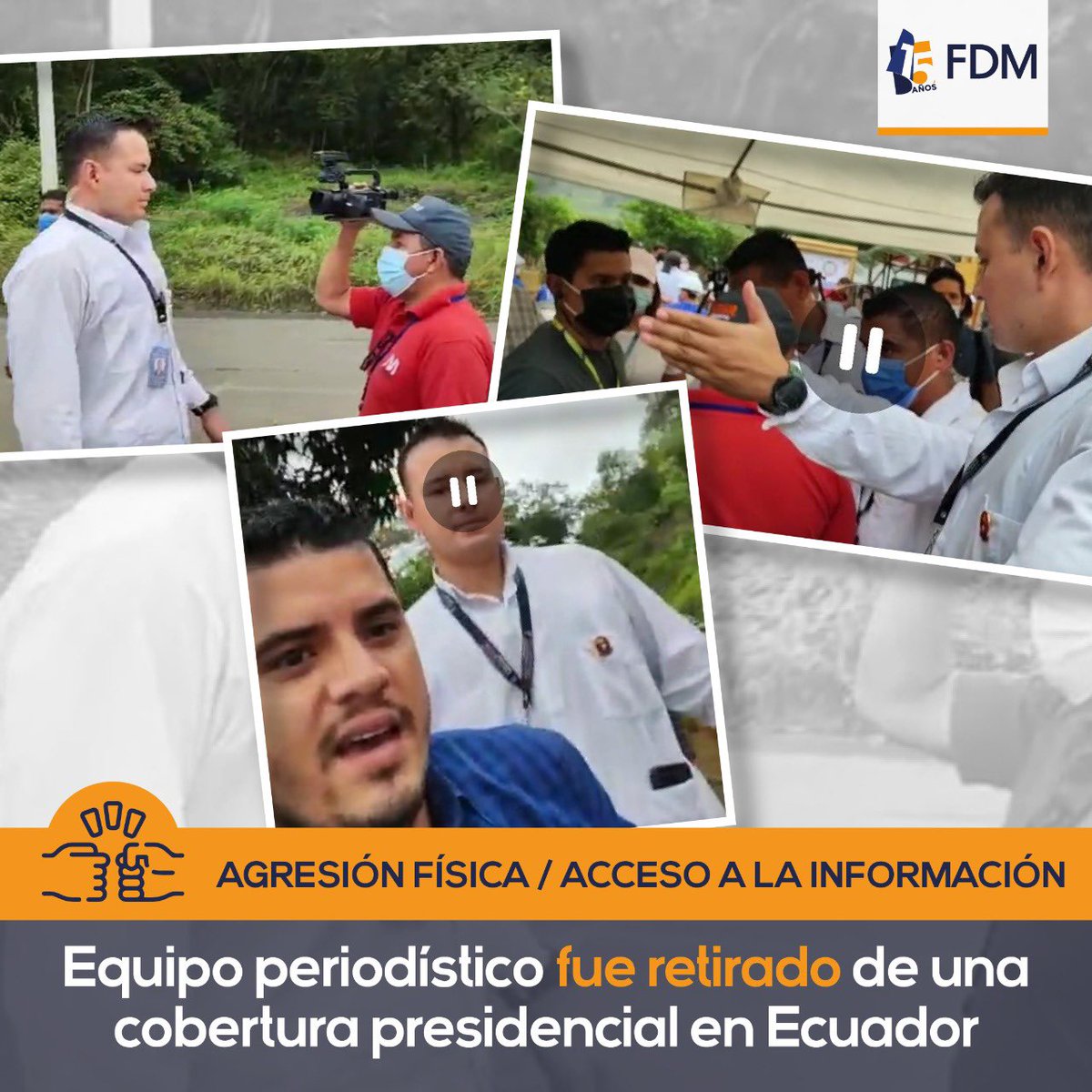 FUNDAMEDIOS's tweet photo. 🛑#ALERTA | El periodista @fabriciomanabi y el camarógrafo Wilmer Álava, de @manavisionec, fueron expulsados esta mañana de la cobertura por la visita del presidente, @LassoGuillermo, en el cantón Olmedo, Manabí.  

▶️ https://t.co/zGcrtGz6jN https://t.co/jNA0tRWfcV