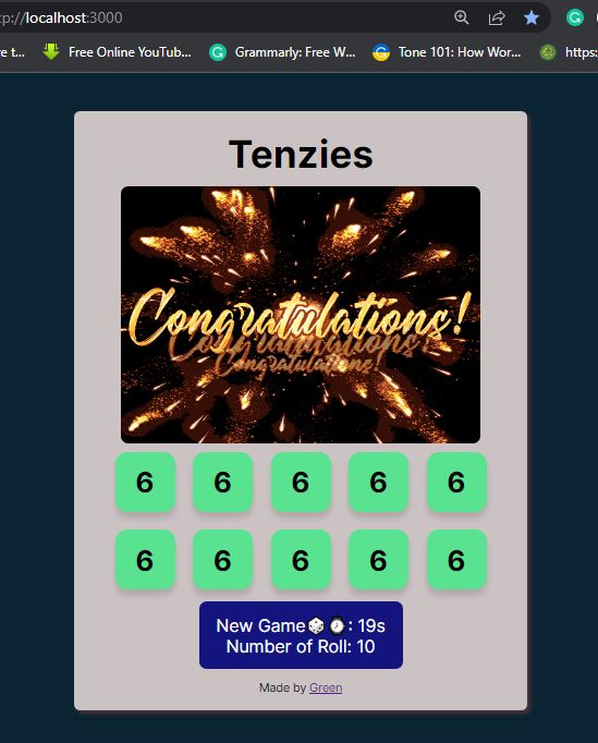 GreenEdwinO's tweet photo. @bobziroll via @scrimba is really a great teacher; just so you know.

I built a responsive Tenzies Game App with dice roll count &amp; timer if playing against another person &amp; a unique "you win" interface. 

Take a look play &amp; enjoy 🥳🎉
https://t.co/UbsBeqFXy2

#Reactjs #Javascript https://t.co/EnC8ECJ0q5