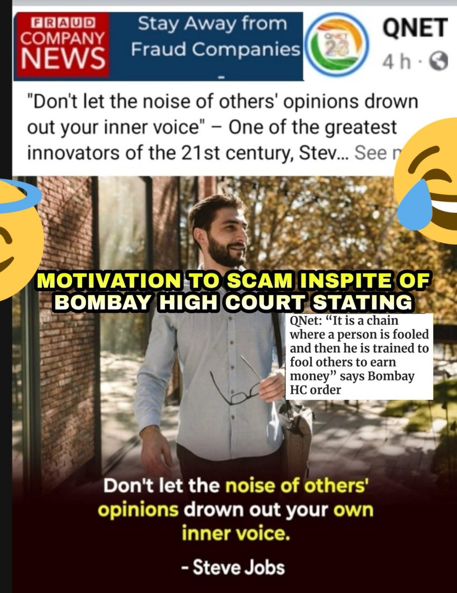 Ananth25955752's tweet photo. @SteveJobsFilm @SteveJobsFeed
@stevejobs1985 @SteveJobsMX @SteveJobsDay @elonmusk @republic
#QnetScam - Finally Scam Company #QNET steals Celebrities speech as a motivation to ruin youngsters😃😄😒
Always remember to share
https://t.co/MT1R2GNFCS
 #GoldQuestScam #QUESTNETSCAM https://t.co/mUKwAmeTIo