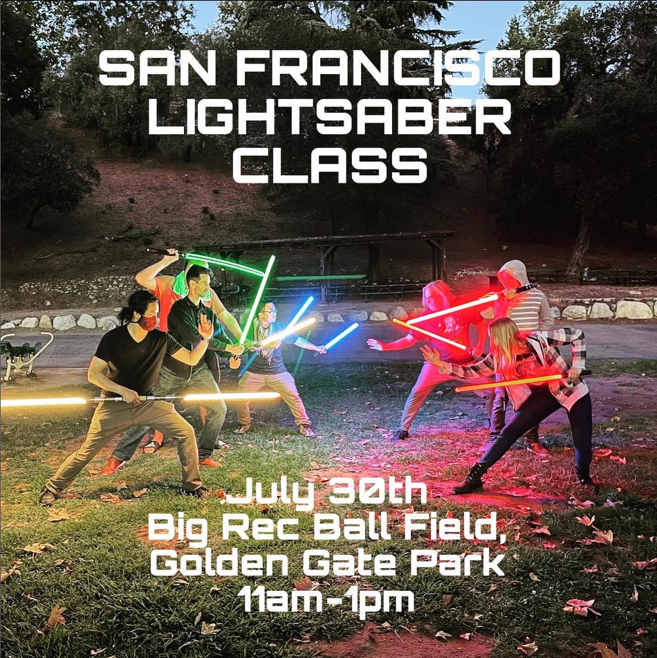 Join us for lightsaber class + practice in San Francisco this Saturday, July 30th 11am-1pm!
✨
Practice will be held at the Big Rec Ball Field, located at 100 Martin Luther King Jr. Drive! The field is accessible by car and public transit!