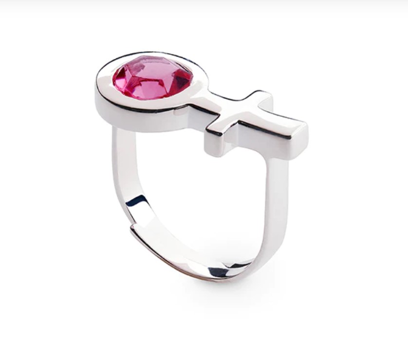 ShopSwedish's tweet photo. The Future is Female Ring is a statement ring for equality with a pop colored glass stone for a luxurious and powerful expression. This ring is also made sustainably with recycled glass, silver plated, glass stone. 

Shop in-person or online at https://t.co/ux5kZ7tH6U https://t.co/IWEvjHfRZw