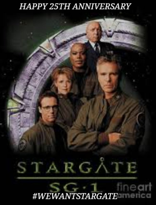 #Stargate SGC Mission Report ᐰ 
We will shout from the roof tops, tweet for #365daysofstargate &amp; overnight Twitter today.

Now @AmazonStudios @mgmstudios
<a href="/JSalke/">Jennifer Salke</a> <a href="/ajassy/">Andy Jassy</a> don't let us down, continuation by Brad Wright
Why, bc #WeWantStargate 
#25thSG1Anniversary  #StargateSG1Day