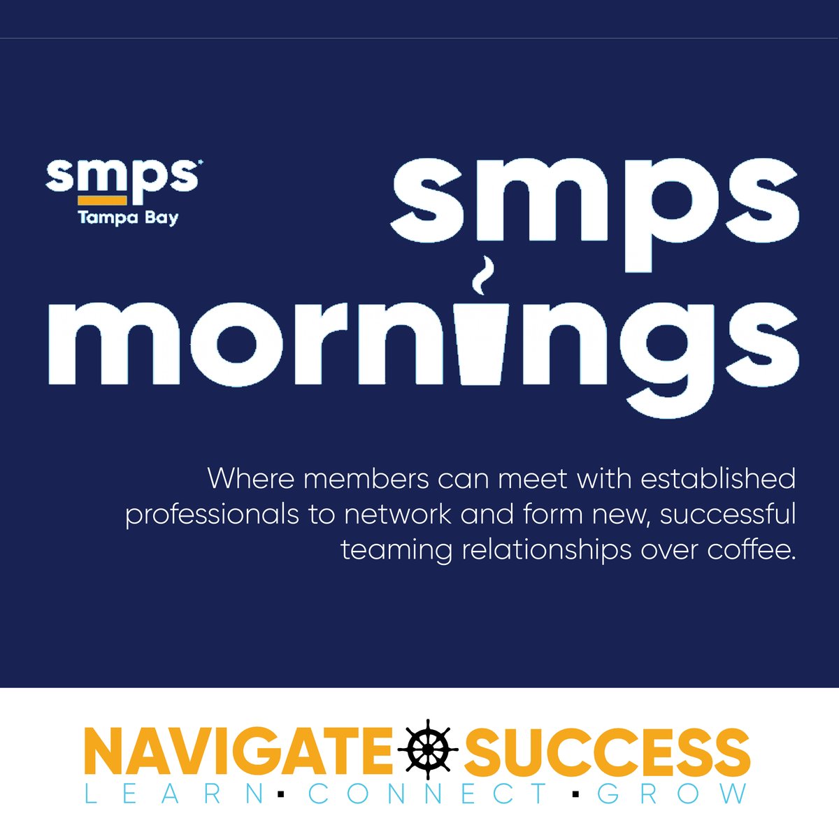 SMPSTampaBay's tweet photo. We invite members, or non-members interested in joining SMPS, to join a relaxed, small-scale virtual coffee hour with seasoned marketing and professional development staff. Bring your brew or tea, and your breakfast too. Don't forget to register at https://t.co/J1NNXmIu3f https://t.co/xOeEQavJ1d