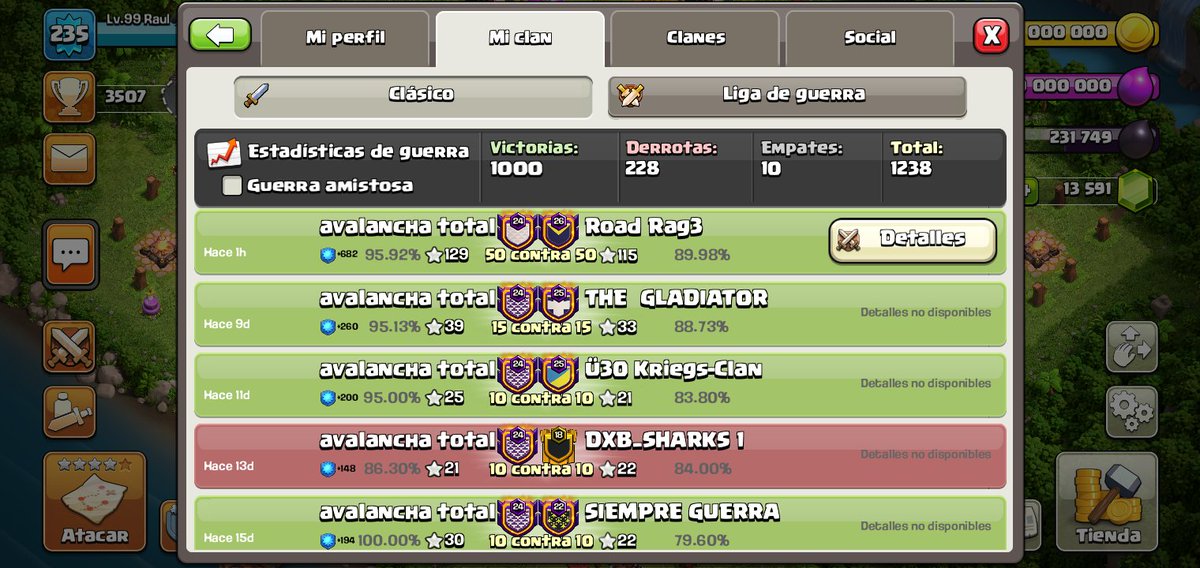 Lv99_Raul's tweet photo. Hoy ha sido un gran dia despues de mucho esfuerzo y dedicacion por fin hemos llegado a 1000 victorias en guerra🔝. Agradecer a todos aquellos q en algún momento aportaron su granito de arena en este gran clan❤ https://t.co/aPLWIJTqD9