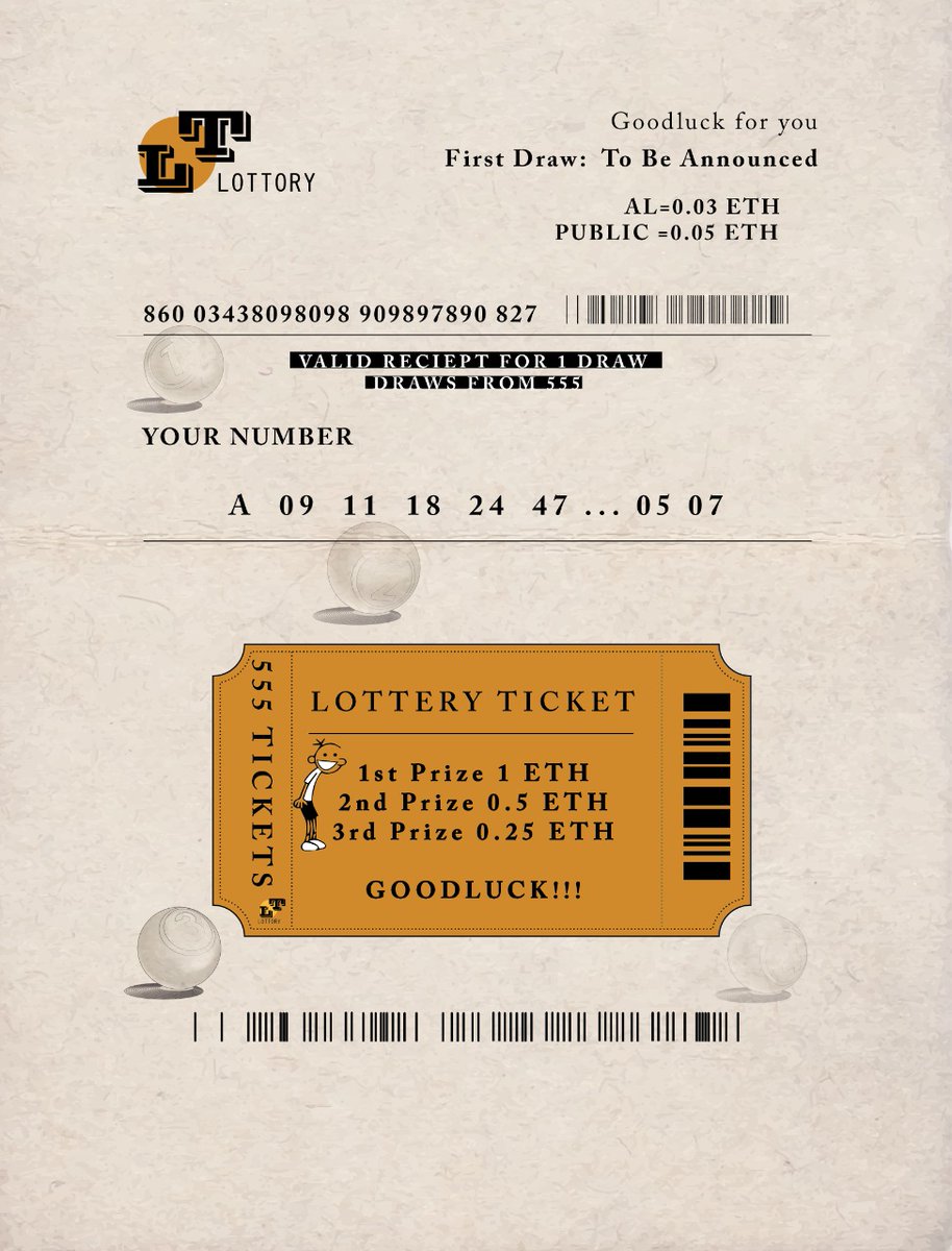 stigadonga's tweet image. THE 1ST EVER LOTTERY TICKET!!
-AL=0.03 ETH
-PUBLIC=0.05 ETH
-MINT DATE: TBA
Any interactions with this post will be considered for AL !!!
(If you see this you are sooo early!!)