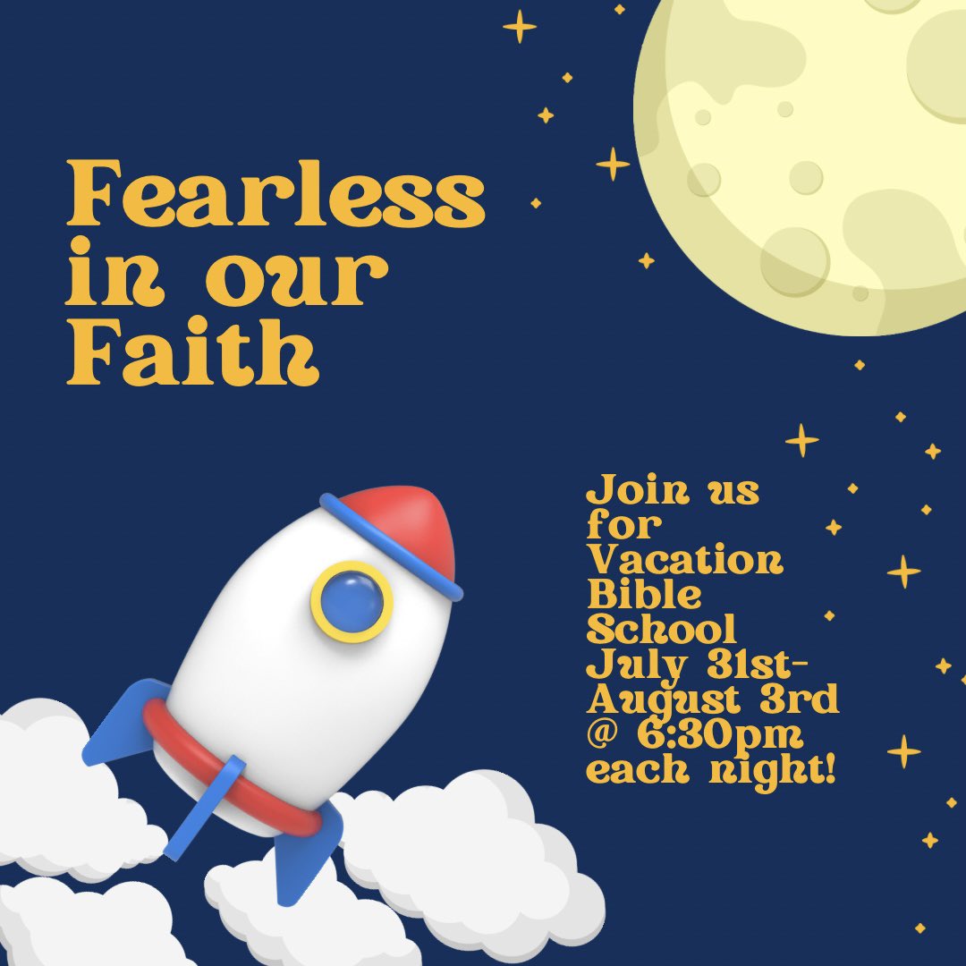 summitcofc's tweet photo. VBS starts Sunday! Join us in learning to be fearless in our faith🚀 Sign up here: https://t.co/9uocqTzvEU https://t.co/Zx6P8AF1eW