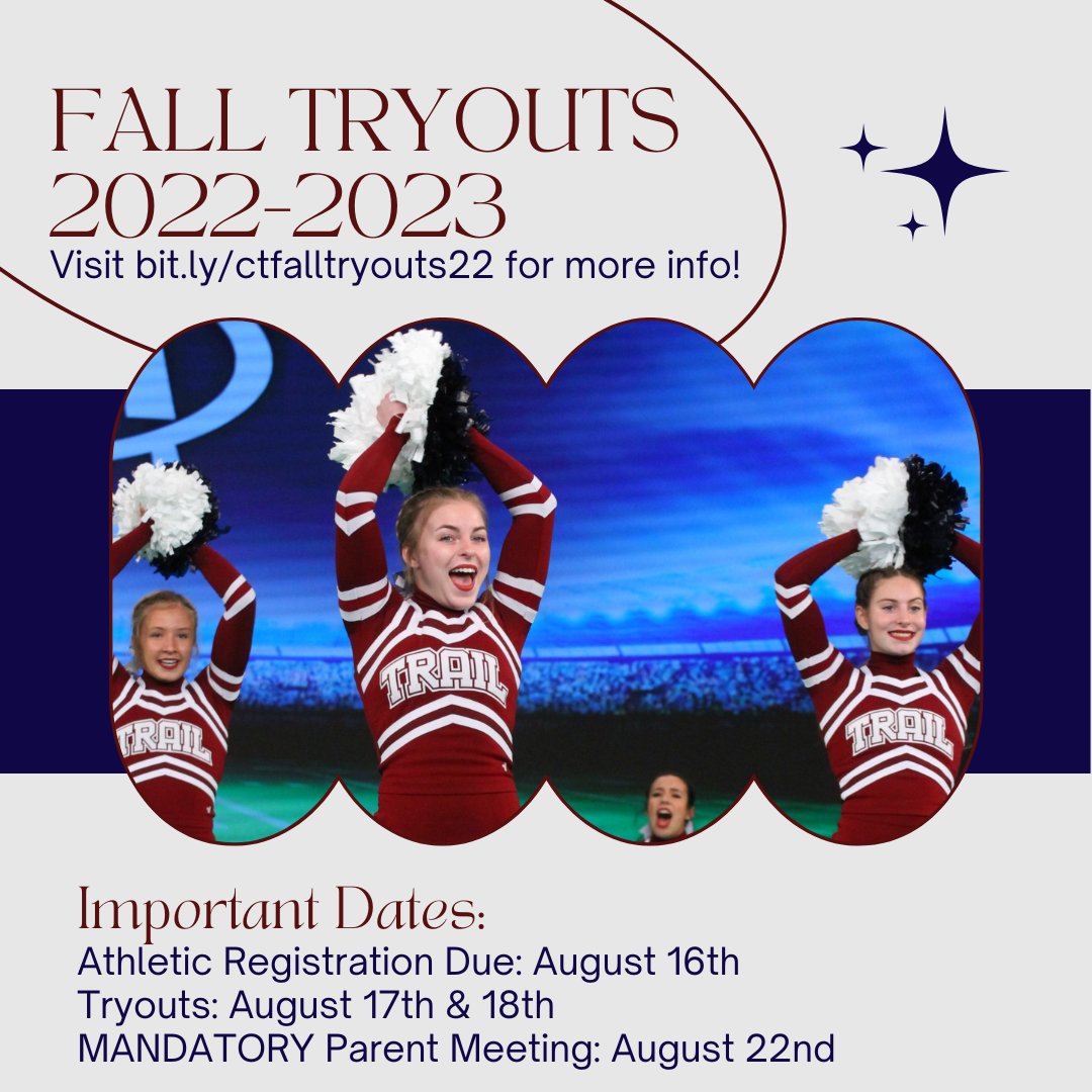 CTHSAthletics's tweet image. CT Cheer will host fall tryouts. See more info at bit.ly/ctfalltryouts22 #WeAreCT @CTHSConnect 
@CTCheer
