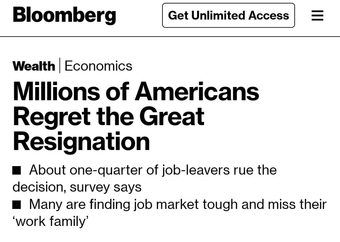 Wait? 

So 75% of them don’t regret quitting? 

That seems like the bigger headline.
