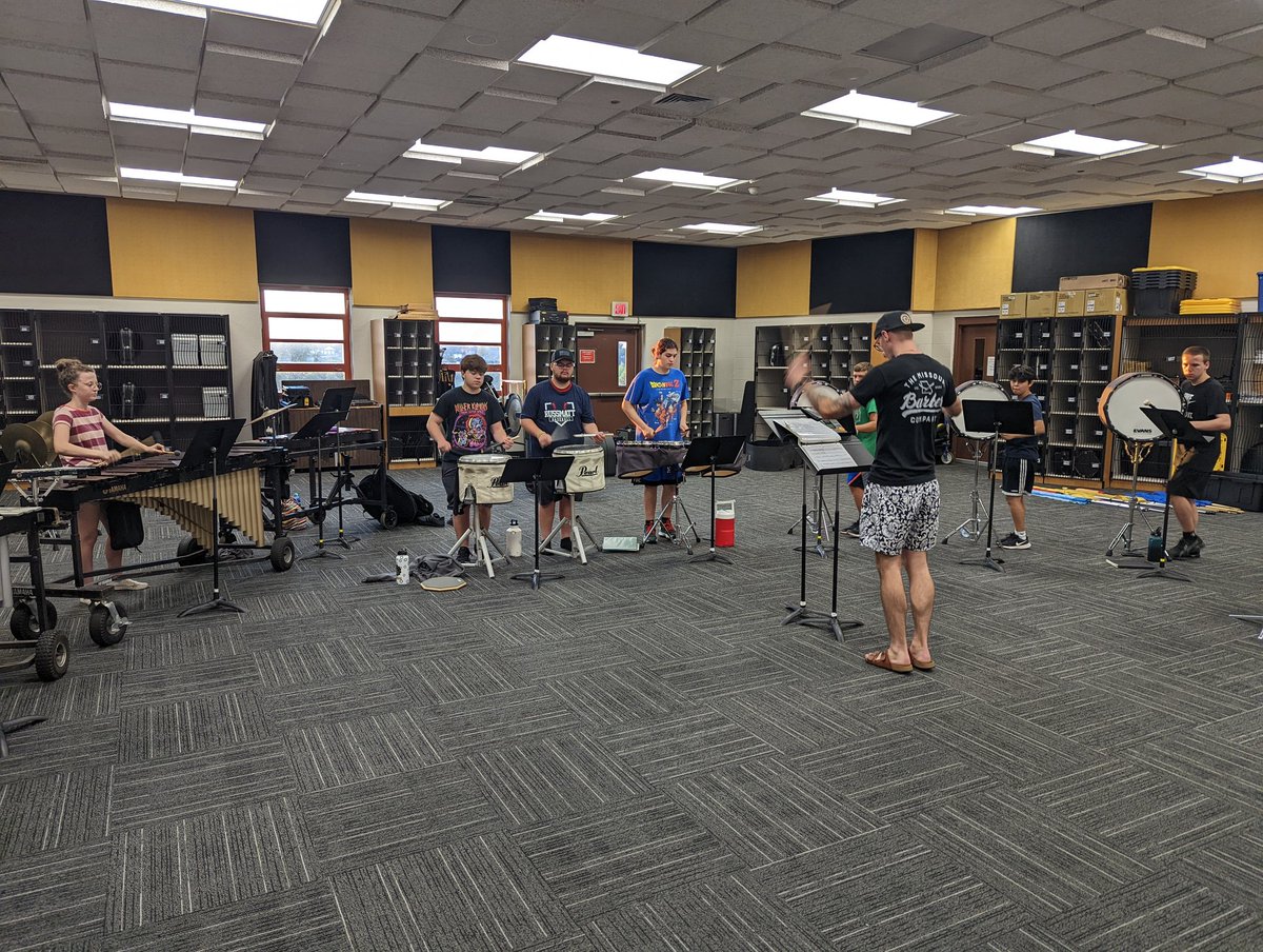 We're having a blast reviewing marching fundamentals with our Refresher Camp, and our Guard and Percussion students are hard at work as well. We can't wait for the full band to start on Monday!