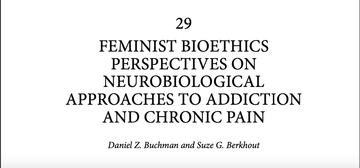 So excited this chapter is finally out! In the recently released @routledgebooks Handbook of Feminist Bioethics, Dr @suzeberkhout and I track how the current neuroculture is shaping the historically contested idea of “addiction” within a brain disease model... 1/4