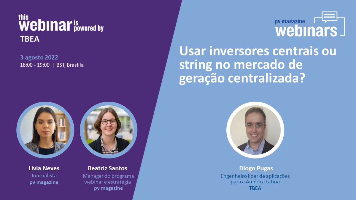 “On August 3rd, at 6 pm, we will host a webinar together with PV Magazine.
pv-magazine.com/webinars/usar-…