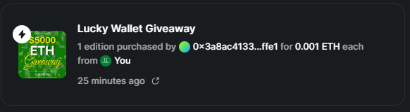 1uckyWallet's tweet photo. https://t.co/ZRkHLrr9Qw
#NFTSold #Ethereum #ETH #Crypto #cryptocurrency #NFTCommunity #NFTs #NFTGiveaway #NFTGiveaways https://t.co/lBMt3yMFEq