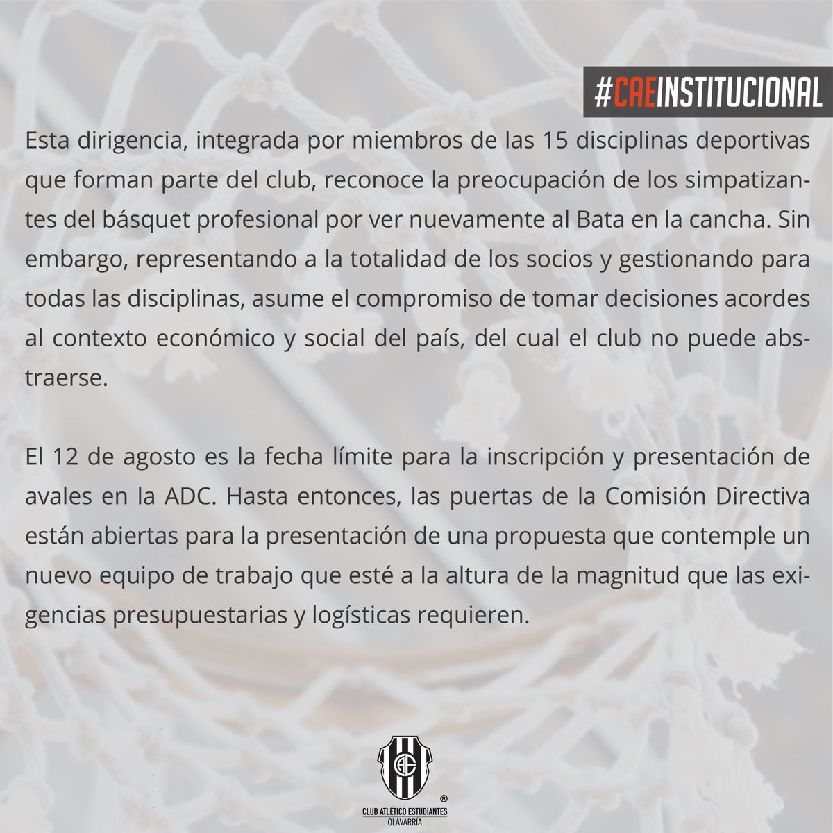 rosin_core's tweet photo. #CAEINSTITUCIONAL 
Comunicado oficial de la Comisión Directiva del Club Atlético Estudiantes. https://t.co/agQCVbm76J