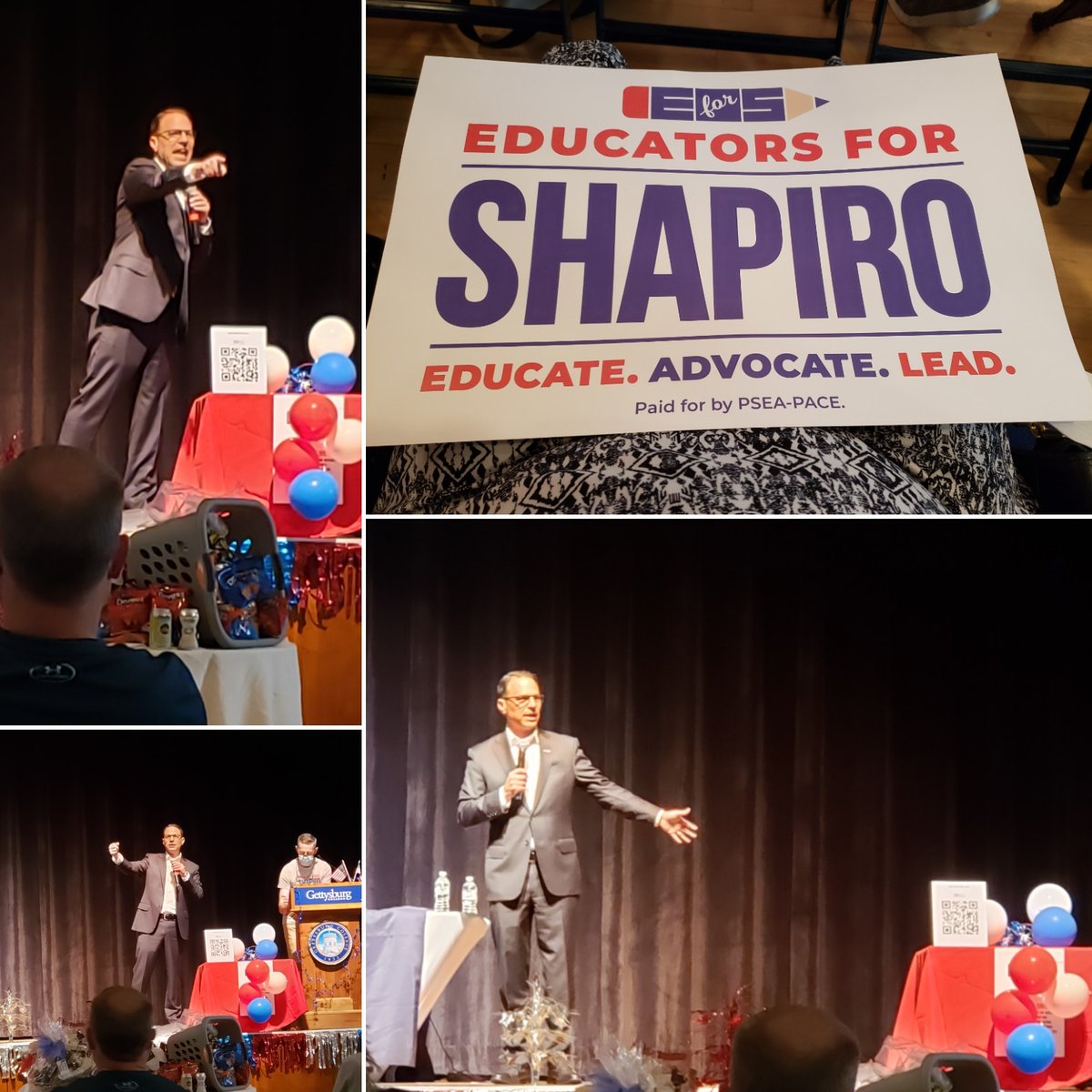 Awesome night listening to @joshshapiropa the future PA Governor speak. He's one heck of an auctioneer too!
#educatorsforshapiro