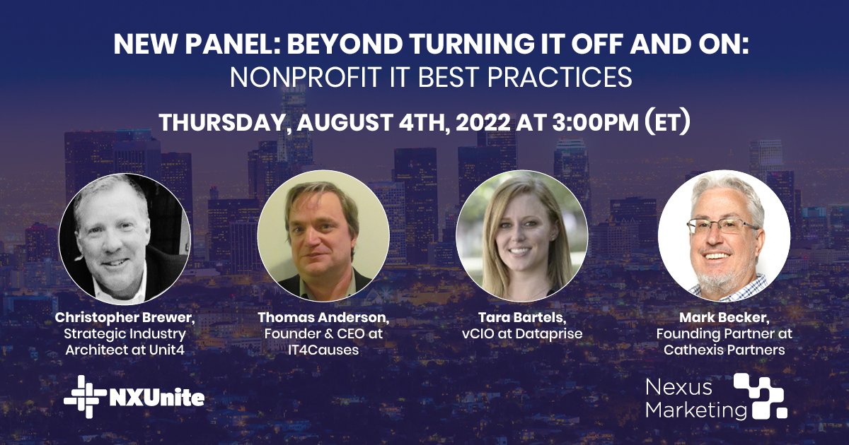 Guess who is a panelist for “Beyond Turning It Off and On: Nonprofit IT Best Practices” hosted by NXUnite! I’m so pumped to speak on this topic. See you there! nxunite.com/webinars-and-p…
