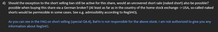 DominikSteuben's tweet photo. for $AMC. It has been in force since at least 2020. Furthermore, our stock exchange supervisory authority is not responsible and apparently the RegSHO also applies to "our" shares. 2/3 https://t.co/BbhfmJJS9h
