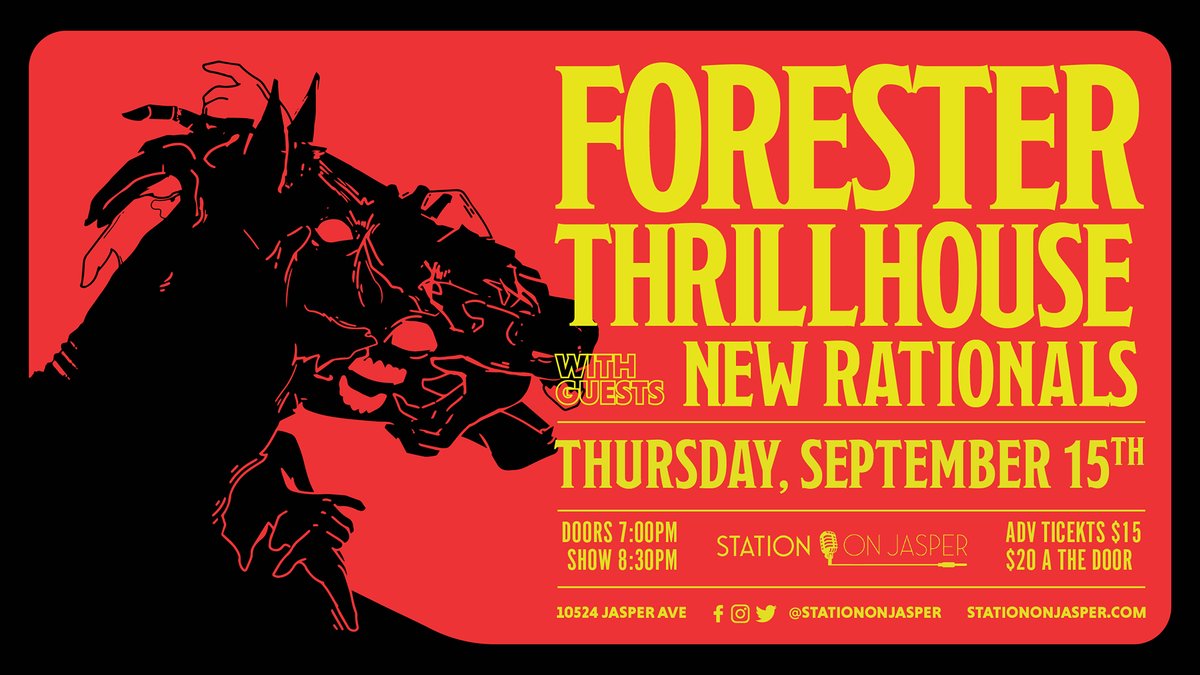 Forester (@foresterband) on Twitter photo LOOK WHO WE FOUND!!! SEPT 15TH. STATION ON JASPER. FORESTER, <a href="/thrillhouseband/">Thrillhouse</a> & NEW RATIONALS. LETS. FUCKING. GO.
bit.ly/3bdI1F0 LOOK WHO WE FOUND!!! SEPT 15TH. STATION ON JASPER. FORESTER, <a href="/thrillhouseband/">Thrillhouse</a> & NEW RATIONALS. LETS. FUCKING. GO.
bit.ly/3bdI1F0