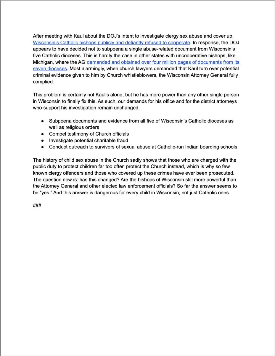 This morning, Nate’s Mission released a new video with audio recordings between our organization and the <a href="/WisDOJ/">Attorney General Josh Kaul</a>. See our statement below. Bottom line: Survivors of rape and sexual abuse by clergy deserve to know what’s going on with Kaul’s investigation.