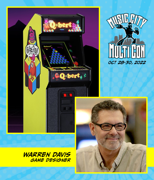 Game Designer Warren Davis is coming to Music City Multi Con! Warren began his career in the videogame industry at Gottlieb where he developed the hugely successful arcade classic, Q*bert. 
Music City Multi Con is happening October 28-30, 2020 in Lebanon, TN. #retrogaming #arcade