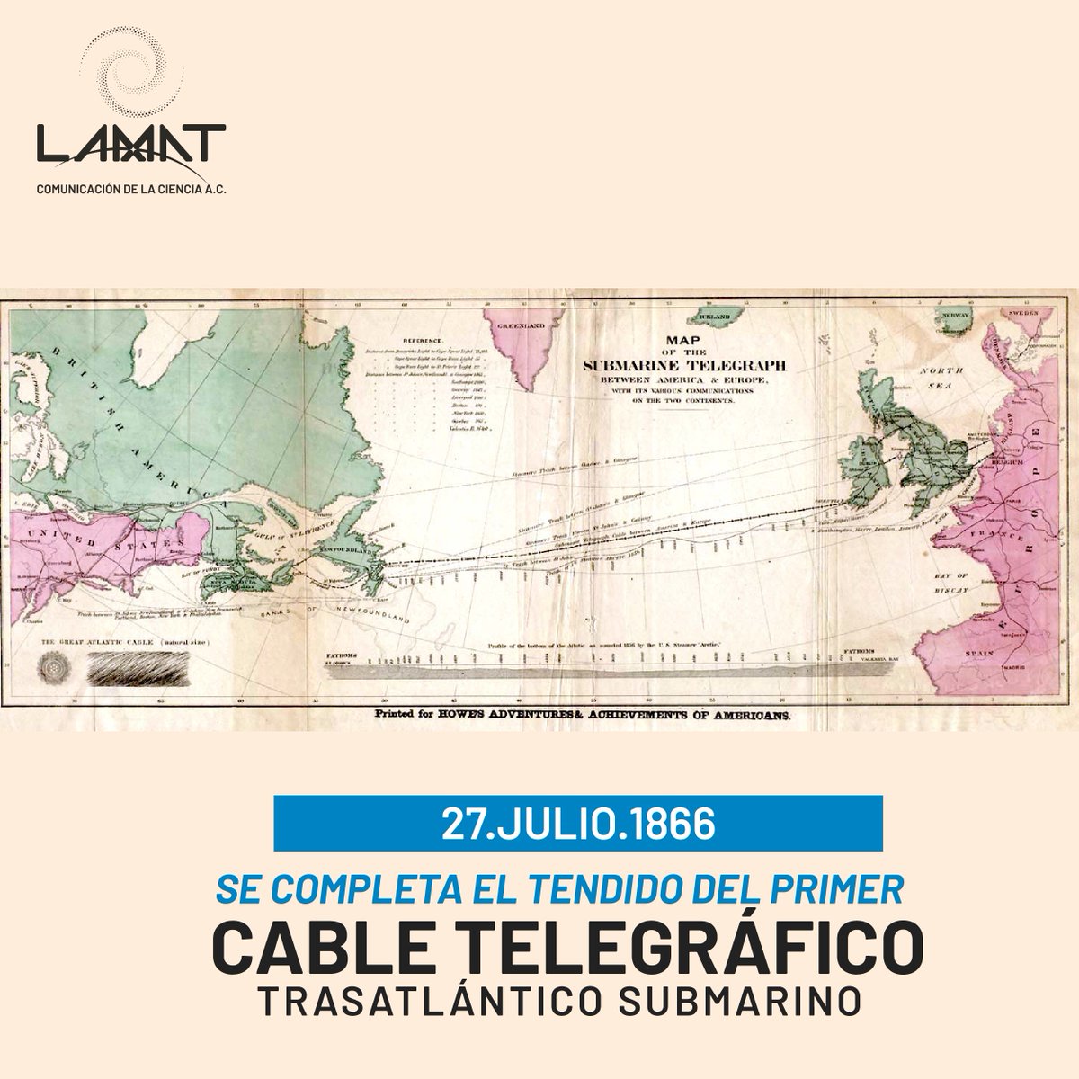 lamat_ciencia's tweet photo. El cable se instaló entre Irlanda y Canadá empleando el barco más grande del mundo en su tiempo, el Great Eastern, para transportar los 4 300 km de cable requeridos. 
#lamat #telegrafo #comunicacion #ingenieria #greateastern #trasatlantico #historia #efemerides #julio #ciencia https://t.co/nEmEVhKMIK