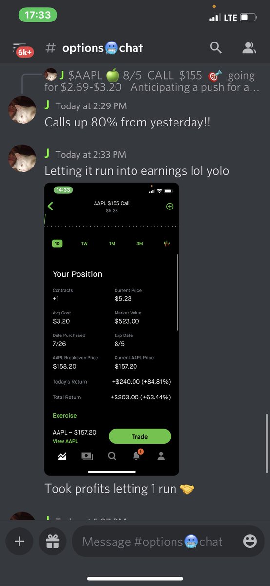 FruitfulTribe's tweet photo. $AAPL is set to FLY for earnings 🤑 

Chart is set to go 👽

Our calls ended up 60-80%+ 

Still more room to run with 8/5 expiration https://t.co/h3dAxCEoxE