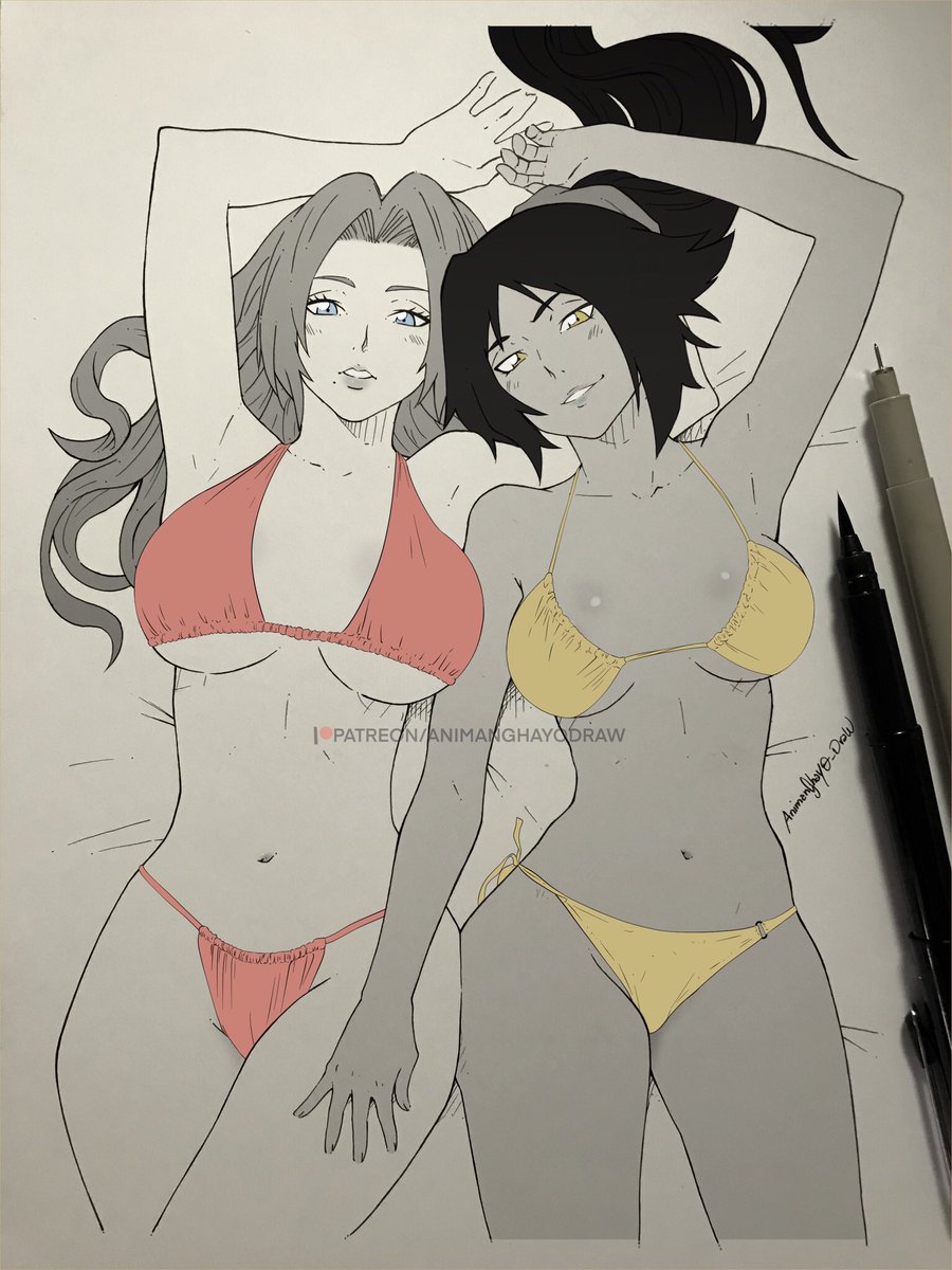 AnimanghayoDraw's tweet photo. Rangiku and Yoruichi 🍑 ✨ 
I hope you like it ^^
#BLEACH https://t.co/cvL2zn0GNn